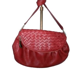 Zina Eva Red Woven Leather Crossbody/Clutch